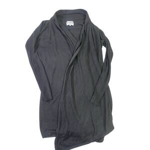 Core Knit Silk/Wool Cardigan Open‎ Drapey Hem Duster Size XS, Quiet Luxury Black